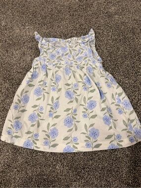 Carter's White Dress with Light Blue Floral Print